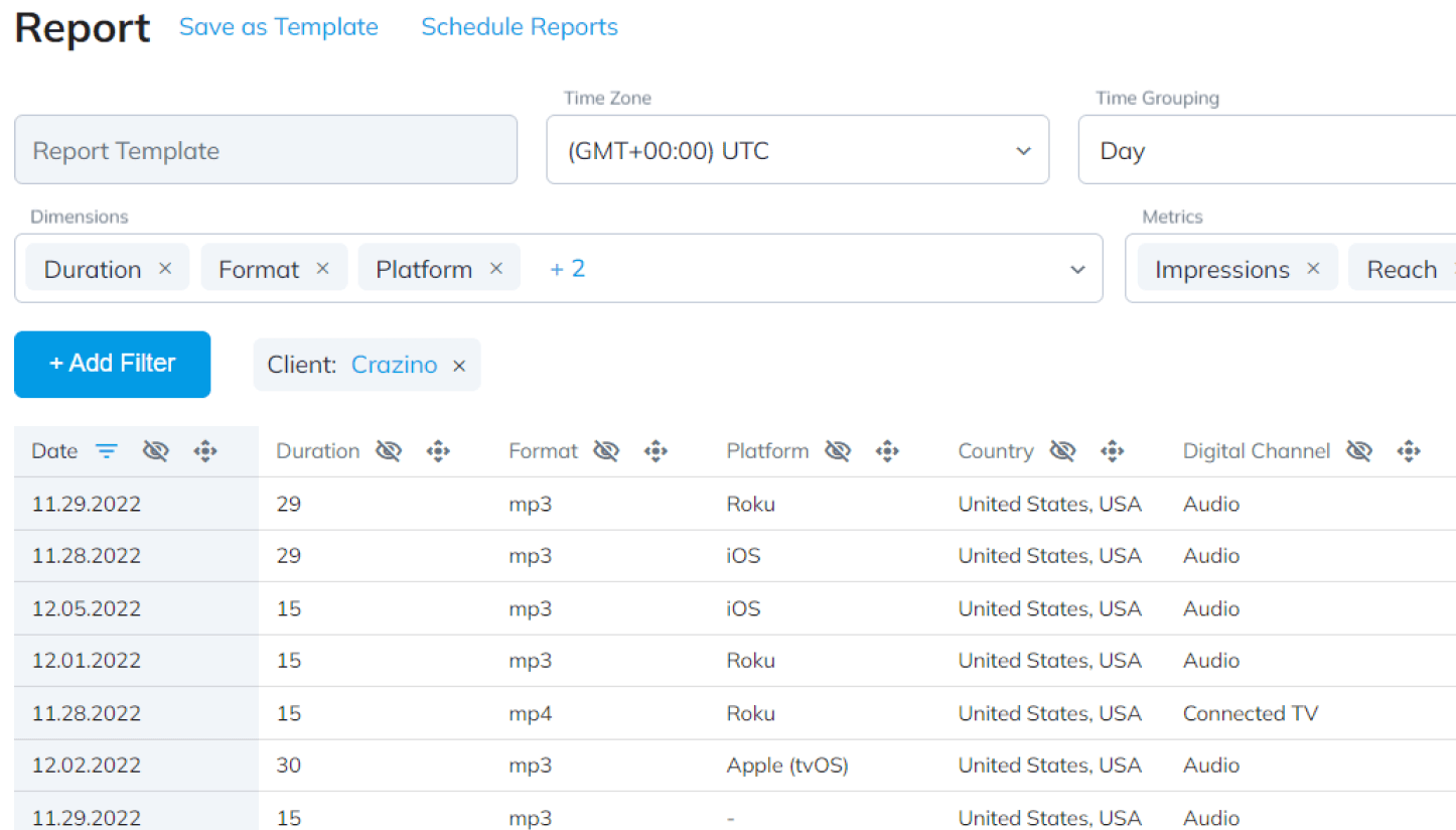 screenshot of Bidmind DSP